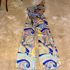 Boutique style one shoulder romper.